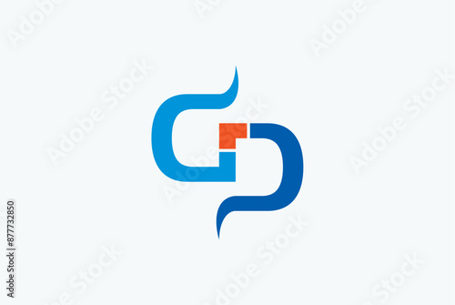  g p connected  blue color logo design business name ideas vector image editable 
