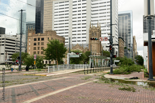 Obraz na płótnie Downtown Houston after Hurricane Beryl w salonie