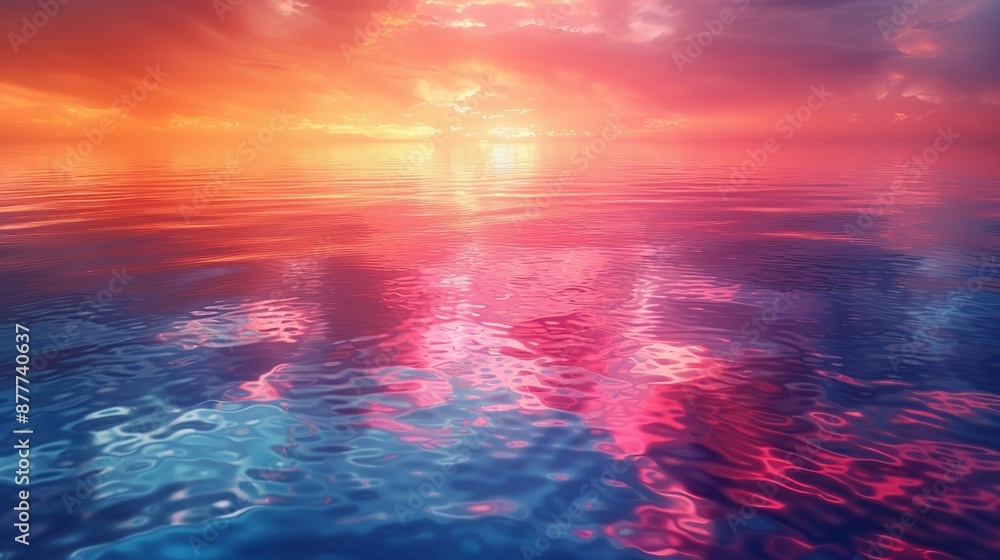 Obraz premium Colorful lake reflections capture the beauty of nature mirrored in still water with vibrant hues perfect for serene and picturesque backgrounds Background Illustration, Bright color tones, ,