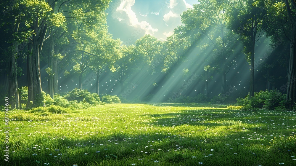 Sunlit forest floors dappled with sunlight create a serene and inviting scene perfect for tranquil and picturesque backgrounds Background Illustration, Bright color tones, , Minimalism, Sunlit forest floors dappled with sunlight create a serene and inviting scene perfect for tranquil and picturesque backgrounds Background Illustration, Bright color tones, , Minimalism,