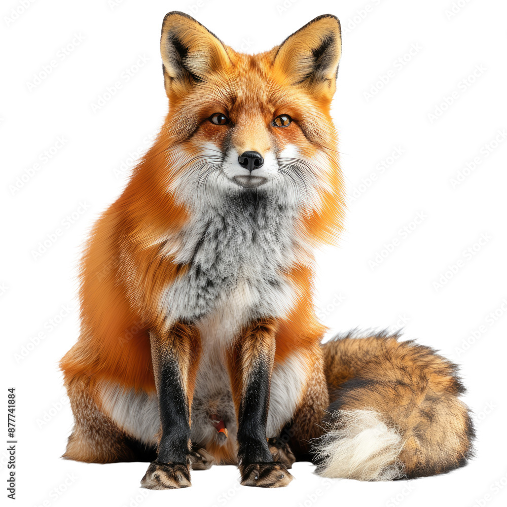 Fototapeta premium Portrait of Wolf sitting isolated on a transparent background for web banner, wallpaper