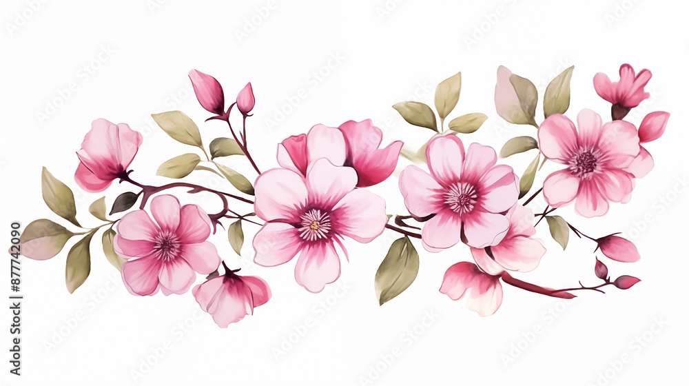 cute and beautiful pink flowers, white background cute and beautiful pink flowers, white background