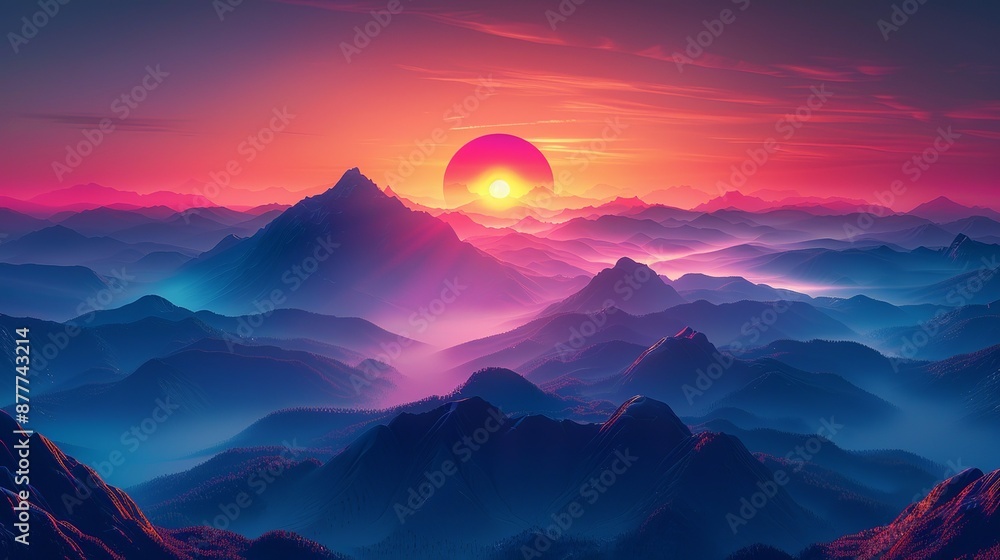 Colorful mountain ranges create a striking and vibrant landscape with a ...