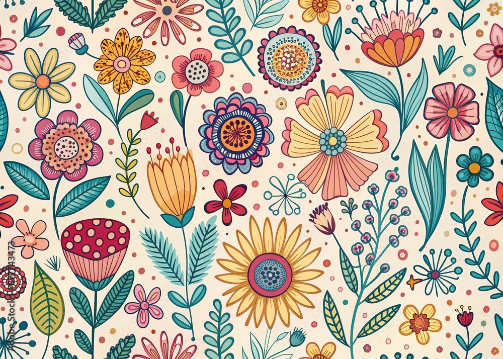 Whimsical hand-drawn floral templates in doodle style for home decor, backgrounds, and cards, featuring abstract childish designs and seamless vector illustrations. Whimsical hand-drawn floral templates in doodle style for home decor, backgrounds, and cards, featuring abstract childish designs and seamless vector illustrations.
