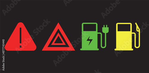 Veichle dashboard lights, car fault lights, veichle dashboard light icon set vector
