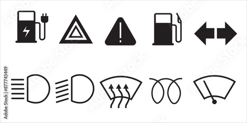 Veichle dashboard lights, car fault lights, veichle dashboard light icon set vector