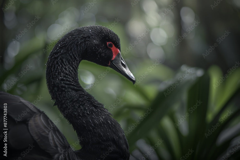 Fototapeta premium Black Swan, Macro,Left side view