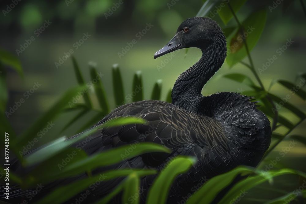 Naklejka premium Black Swan, Macro,Left side view