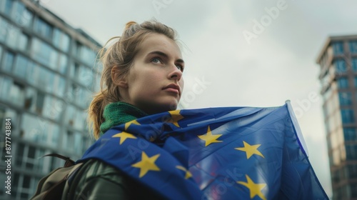 The Woman with EU Flag photo