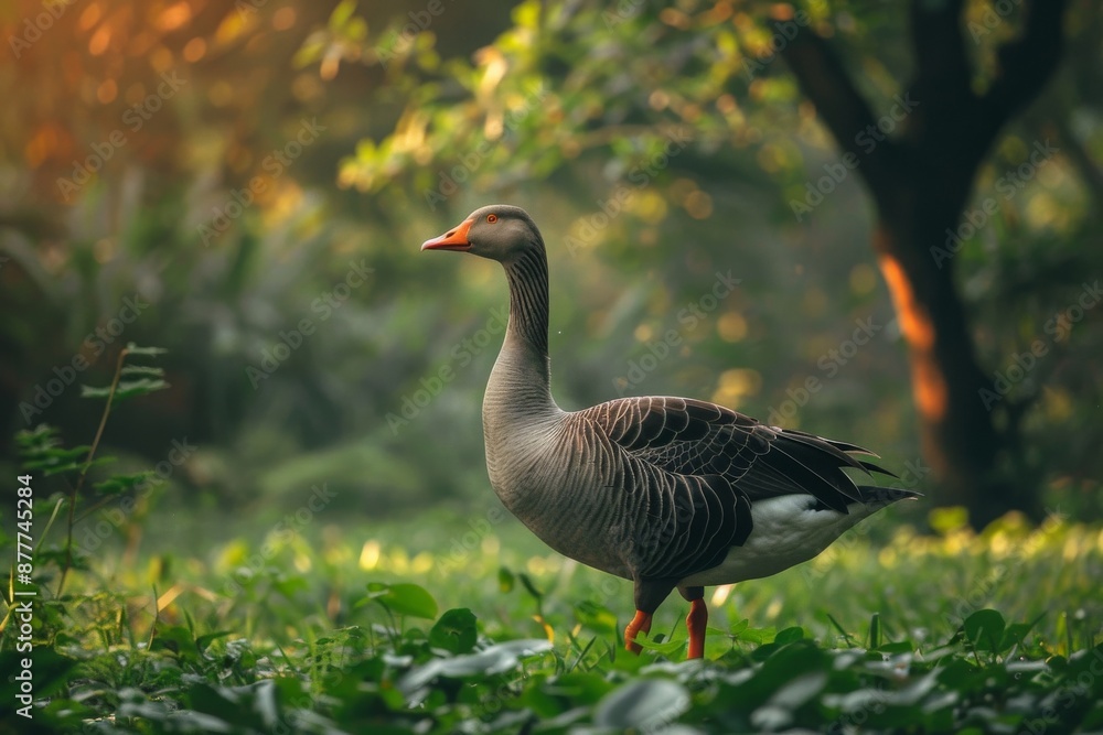 Full body view of Greylag Goose in natural habitat, full body shot, full body View Full body view of Greylag Goose in natural habitat, full body shot, full body View