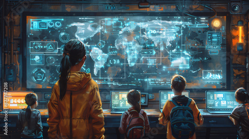 children in a control center
