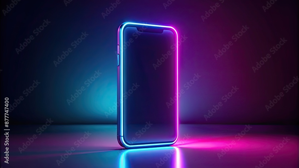 Futuristic smartphone with neon glow in the dark design, Technology, Smartphone, Neon, Glow, Futuristic, High-tech Futuristic smartphone with neon glow in the dark design, Technology, Smartphone, Neon, Glow, Futuristic, High-tech