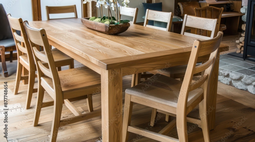 elegant craftsman dining set with a solid oak table and handcrafted wooden chairs elegant craftsman dining set with a solid oak table and handcrafted wooden chairs