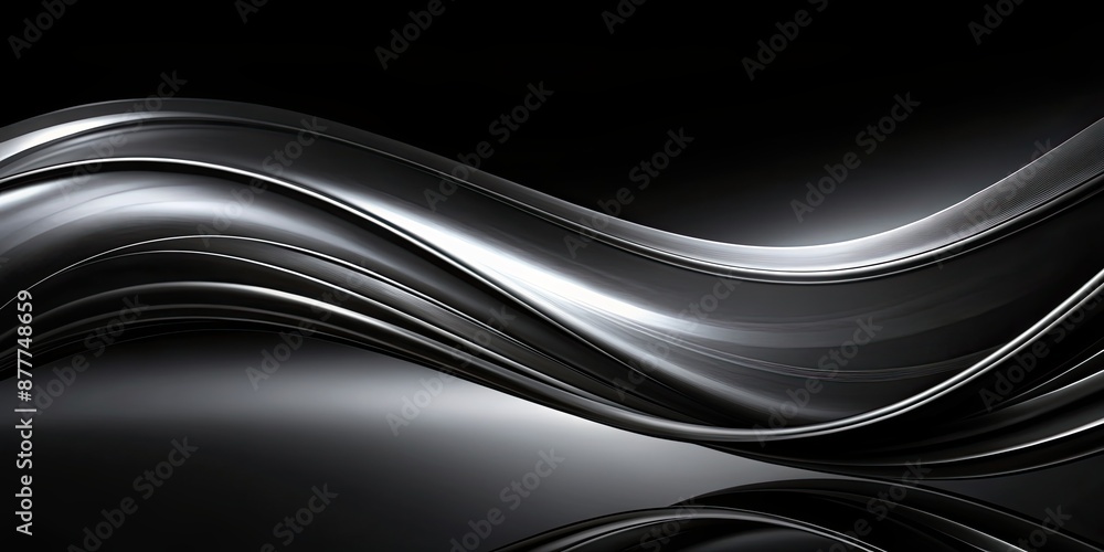 Obraz premium Black smooth curves abstract background, black, smooth, curves, abstract, background, design, artistic, elegant, modern