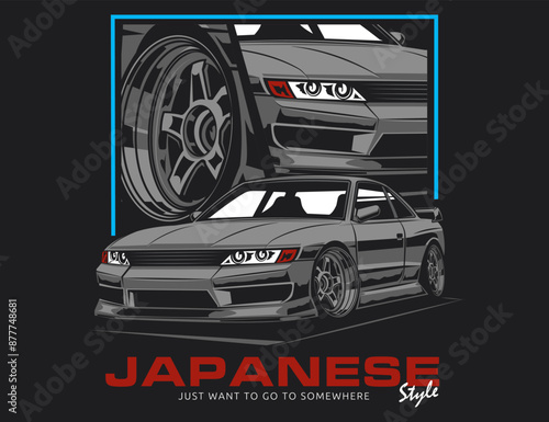 90s car enthusiast t-shirt design with text for vector illustration graphic