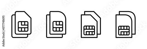 Sim card icon vector isolated on white background. Mobile slot icon. Mobile cellular phone sim card chip.
