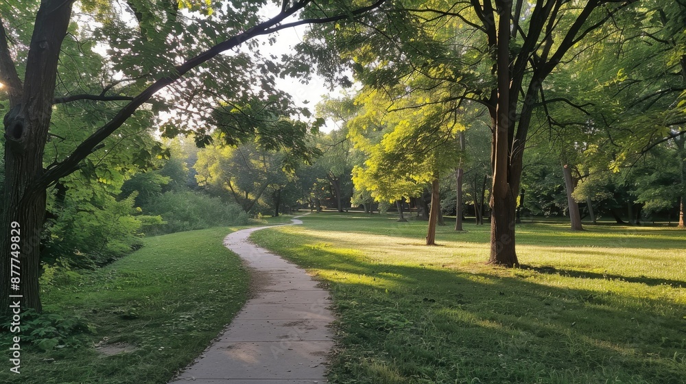 Fototapeta premium The pathway next to the park s boundary