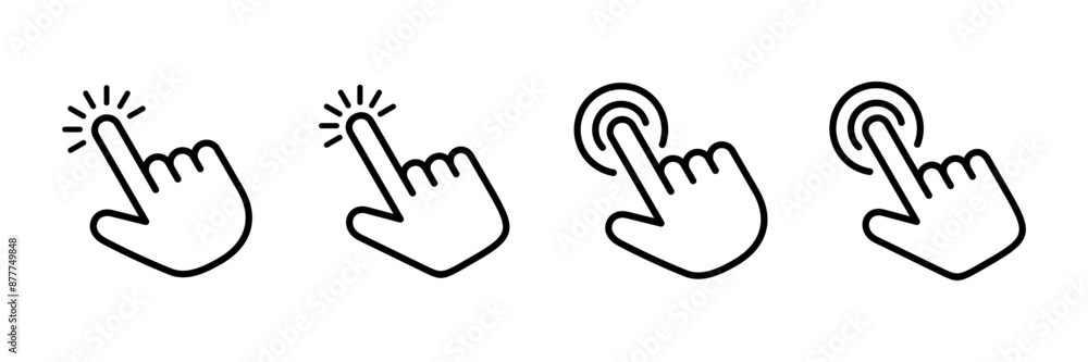Obraz premium Hand cursor icon vector isolated on white background. Hand click icon. Finger pointer vector