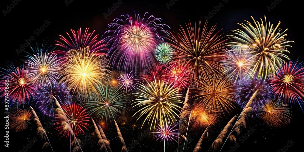 of fireworks on a black background , fireworks, celebration, sparklers, glowing, night sky, colorful, event, festival of fireworks on a black background , fireworks, celebration, sparklers, glowing, night sky, colorful, event, festival