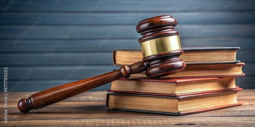 A judge's gavel resting on a stack of law books , justice, legal system, court, legislation, judgement, authority A judge's gavel resting on a stack of law books , justice, legal system, court, legislation, judgement, authority
