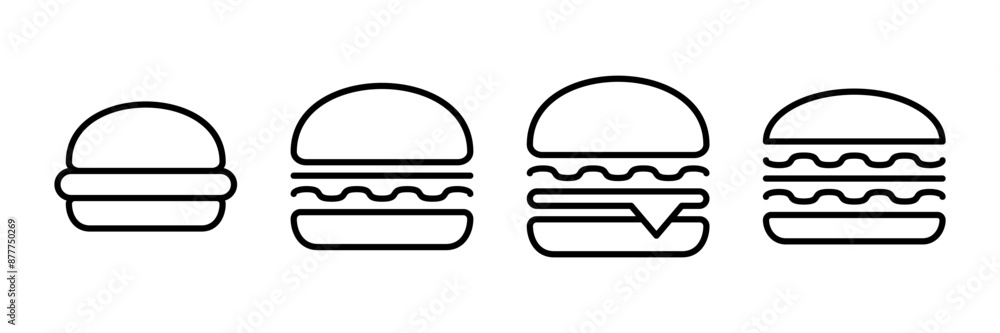 Obraz premium Hamburger icon vector isolated on white background. Burger and hamburger icon. Fast food vector icon