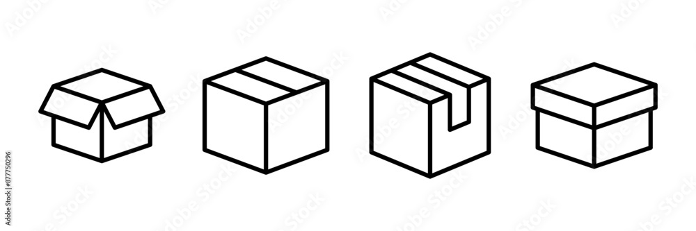 Box icon vector isolated on white background. Cardboard box, packaging open. Box vector icon Box icon vector isolated on white background. Cardboard box, packaging open. Box vector icon