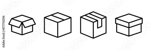 Box icon vector isolated on white background. Cardboard box, packaging open. Box vector icon