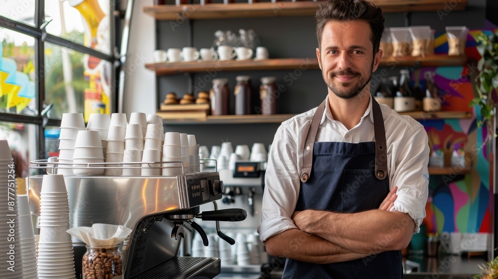 Fototapeta premium The barista behind the counter