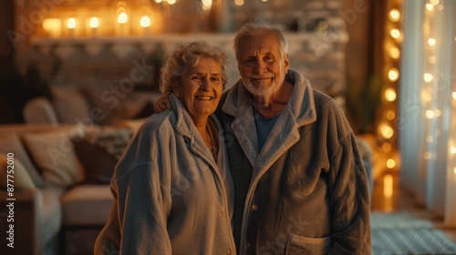 The elderly couple at home photo