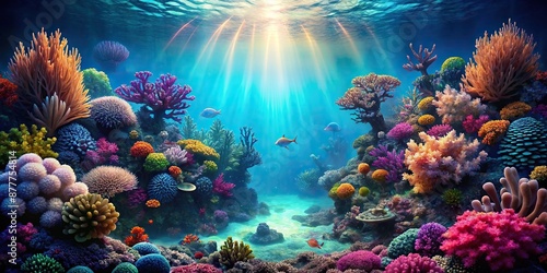 Delicate Miniature Underwater Coral Reef Landscape, Coral, Landscape, Miniature