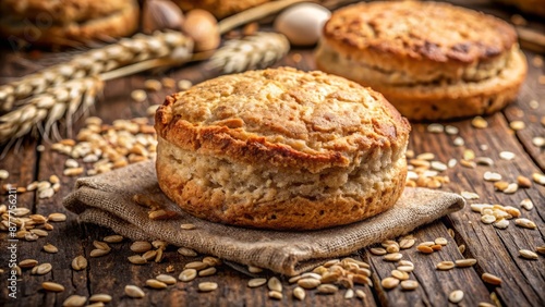 Rustic Bread On A Wooden Table.