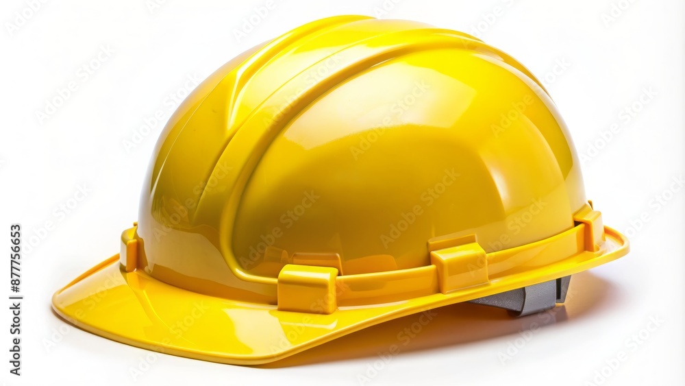 Fototapeta premium Yellow Hard Hat Isolated On White Background. Construction Safety Equipment.