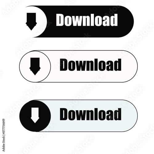 Black and White Download Button Sheet - Premium Vector Graphics