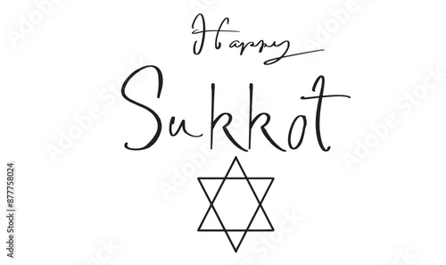 happy sukkot star element black write calligraphy hand writeen hebrew palm lemon festival decoration sukkoth party judaic holy citrus banch etrog design banner feast willow card judaism happy palm art photo