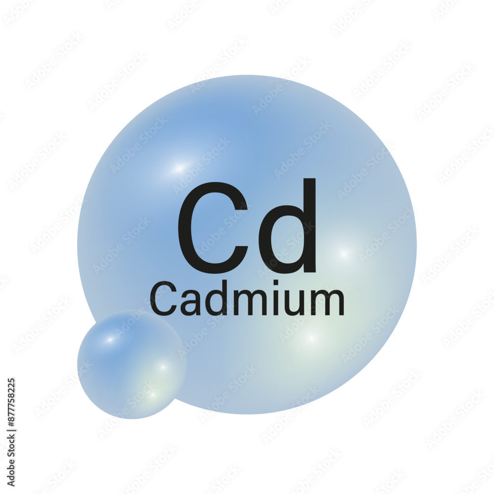 Cadmium Cd icon. Blue glossy sphere. Chemical element vector. Clean periodic table. Cadmium Cd icon. Blue glossy sphere. Chemical element vector. Clean periodic table.