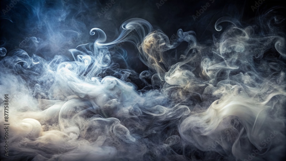 Obraz premium Wispy Tendrils Of Smoke Float Gracefully Against A Dark Background, Creating An Ethereal And Dreamlike Atmosphere.
