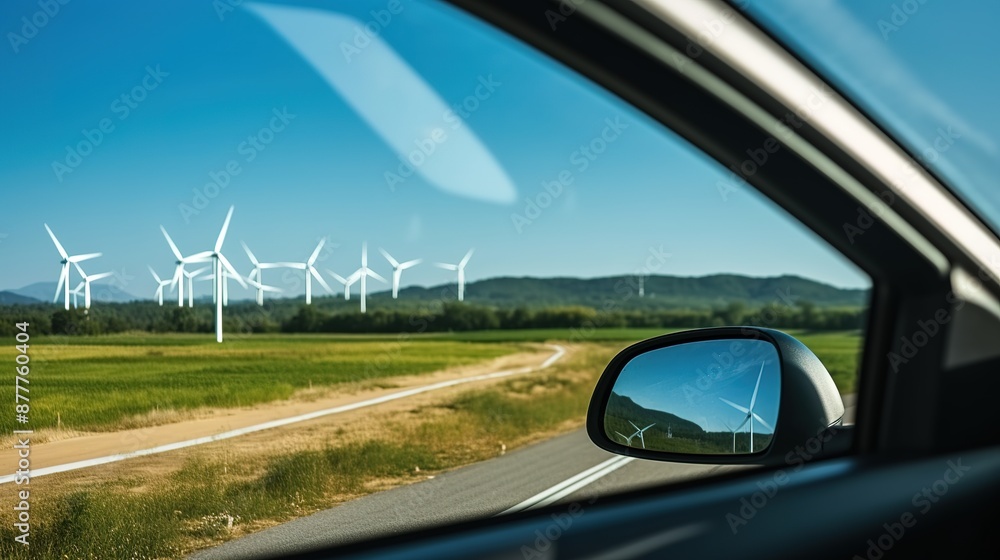Wind Turbines Seen from a Car Window Wind Turbines Seen from a Car Window