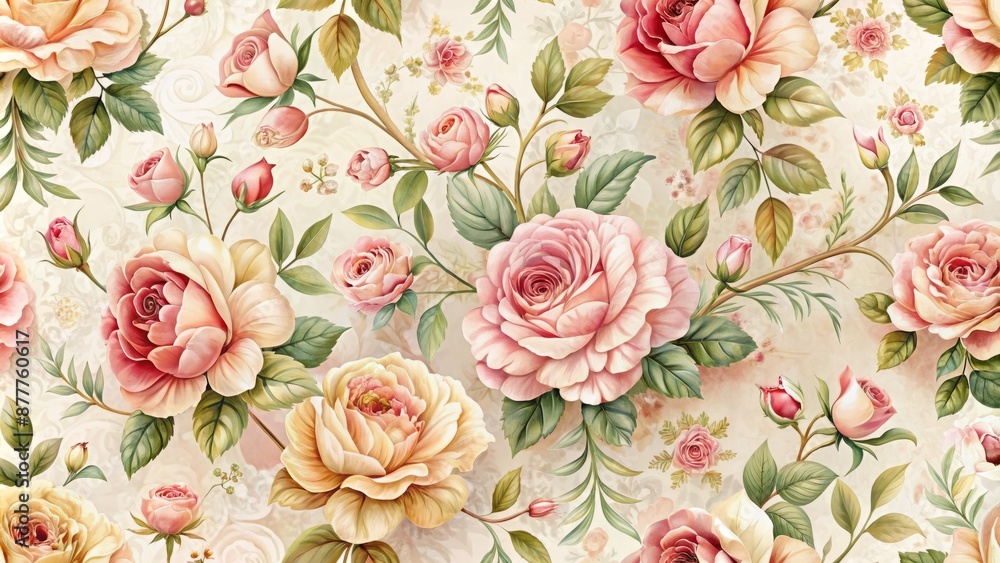 Shabby Chic Roses In Pink And Yellow Shabby Chic Roses In Pink And Yellow