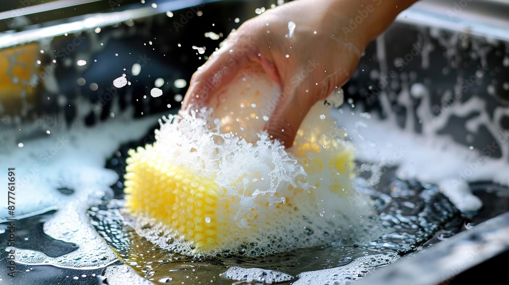 Fototapeta premium Efficient Dish Washing Tips Using a Sponge