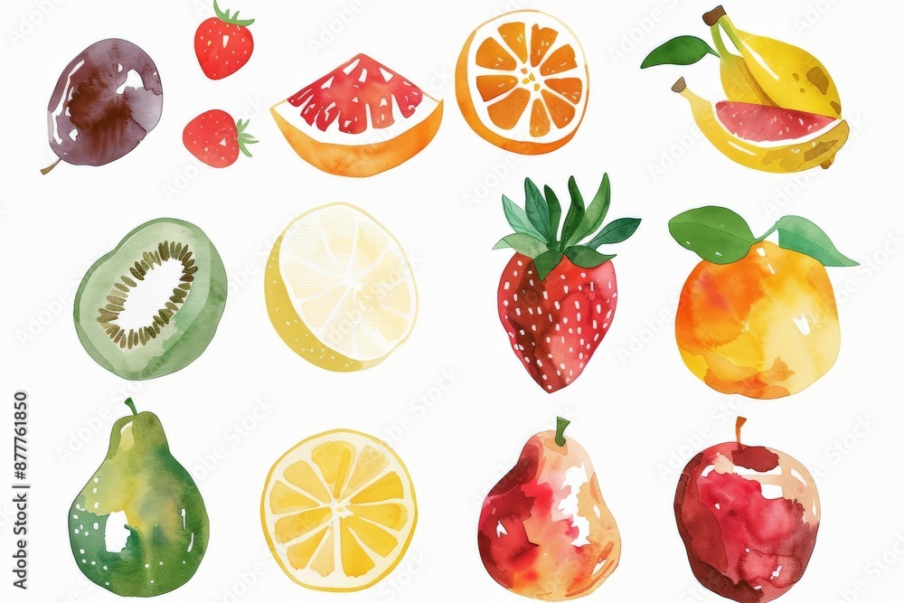 fruits watercolor style fruits watercolor style