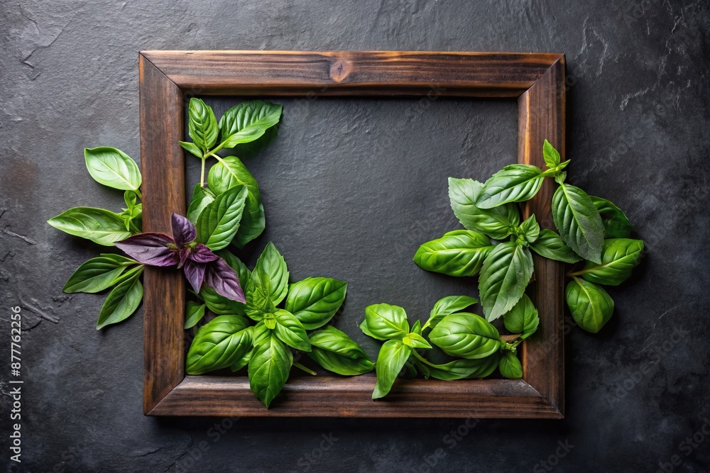Holy Basil Frame on Dark Isolated Background , Frame, Background ...