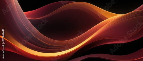 A vibrant abstract image featuring flowing waves of red and orange light against a black background, radiating energy and movement.