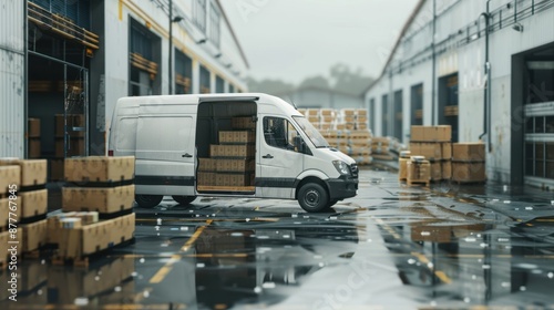 The delivery van in warehouse photo