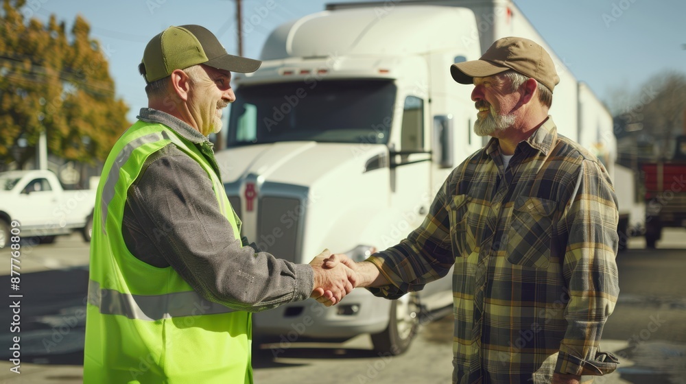 Fototapeta premium The workers' handshake moment