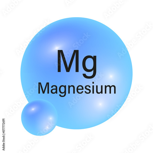 Magnesium element icon. Blue gradient spheres. Vector chemistry symbol. Shiny reflective design.