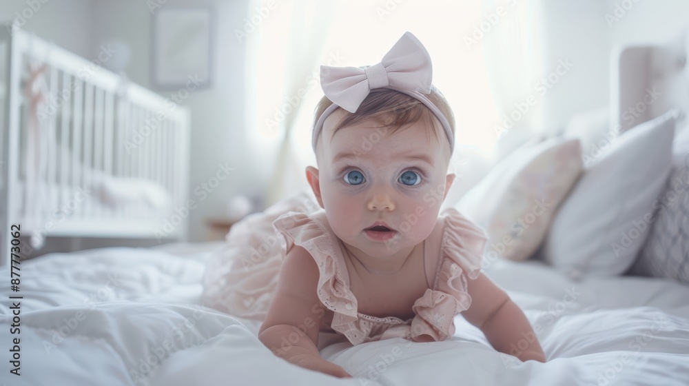 The baby with pink bow The baby with pink bow