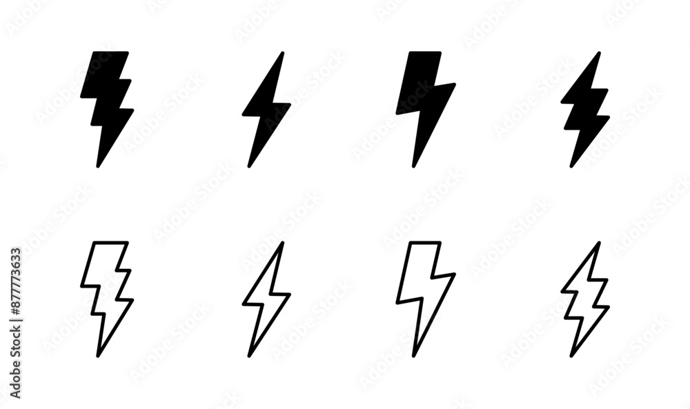 Lightning icon set. electric icon vector. power icon. energy sign Lightning icon set. electric icon vector. power icon. energy sign