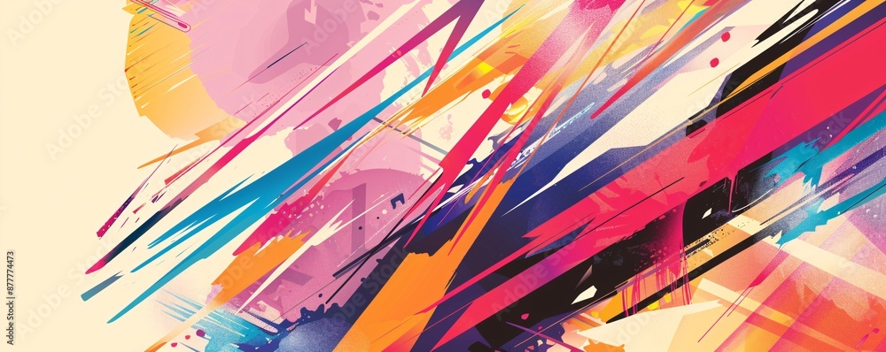 Fototapeta premium Abstract Art with Vibrant Colors and Dynamic Lines