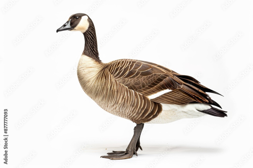the beside view of a Hawaiian Goose, left side view, white copy space on right, dutch angle view, isolated on white background the beside view of a Hawaiian Goose, left side view, white copy space on right, dutch angle view, isolated on white background