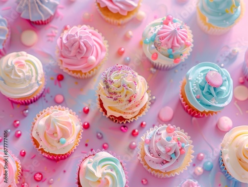 cupcake on pastel background - ai